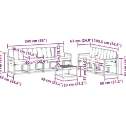 vidaXL Conjuntos De Muebles-Conjunto de sofás de exterior con cojín 8 pcs