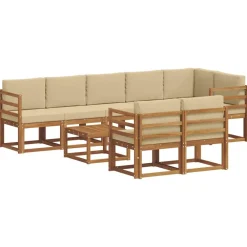 vidaXL Conjuntos De Muebles-Conjunto de sofás de exterior con cojín 9 pcs
