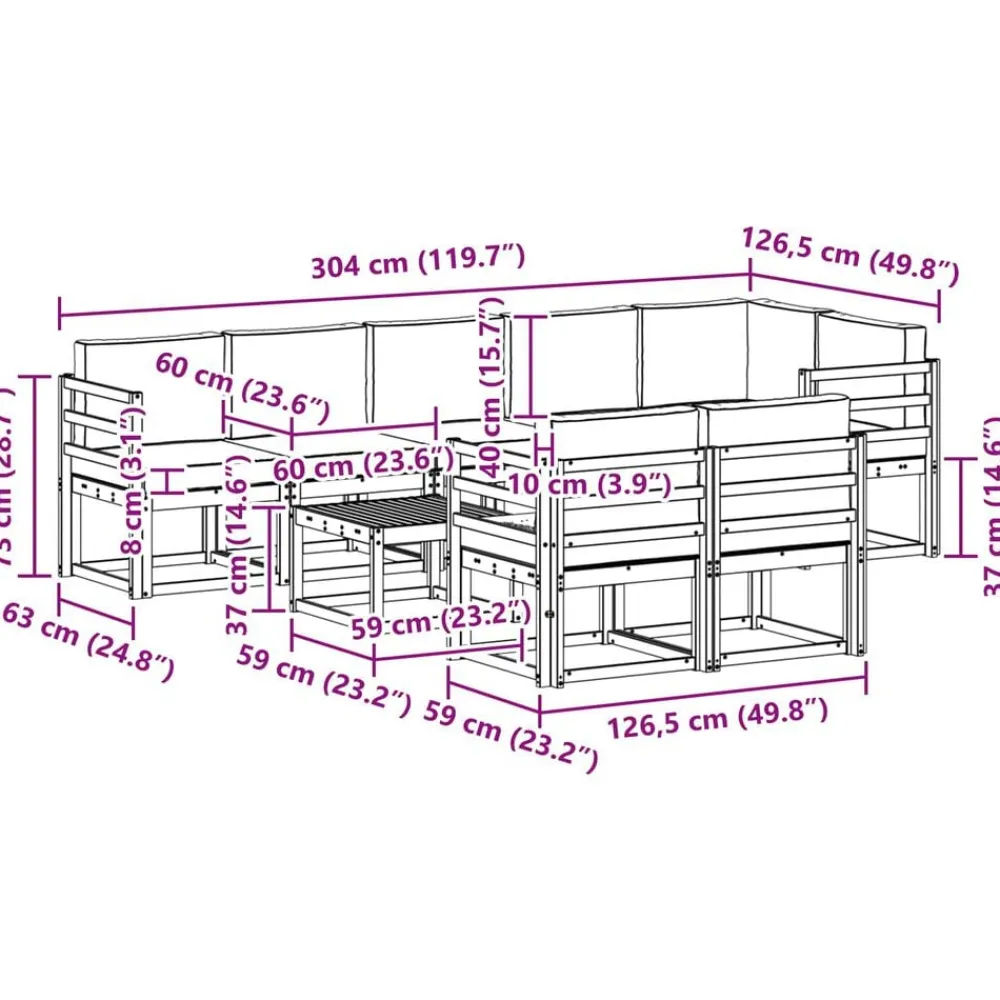 vidaXL Conjuntos De Muebles-Conjunto de sofás de exterior con cojín 9 pcs