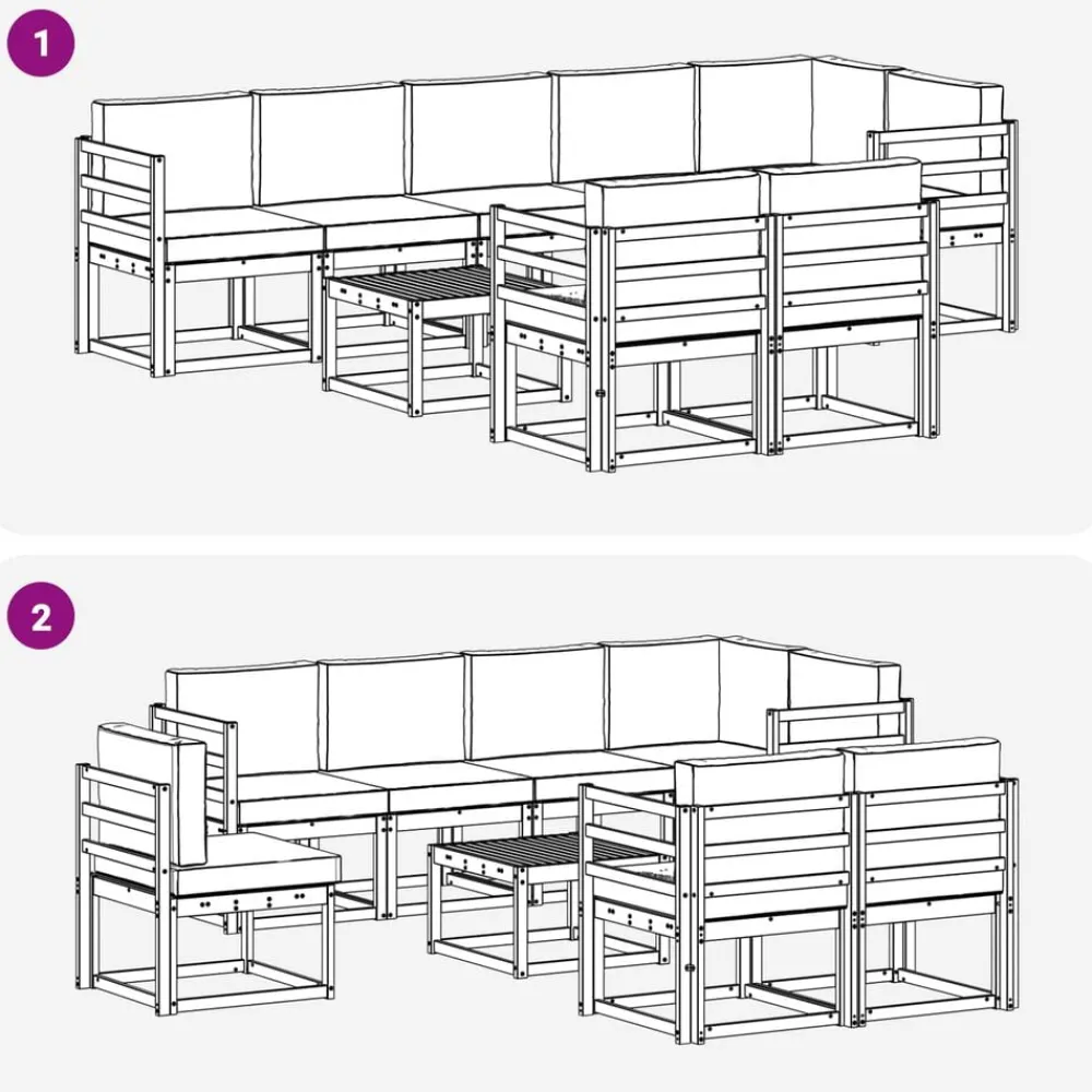 vidaXL Conjuntos De Muebles-Conjunto de sofás de exterior con cojín 9 pcs