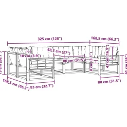 vidaXL Conjunto de sofás de exterior con cojín 6 pcs Natural y crema Clearance