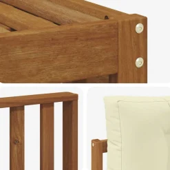 vidaXL Conjunto de sofás de exterior con cojín 5 pcs Natural y crema New
