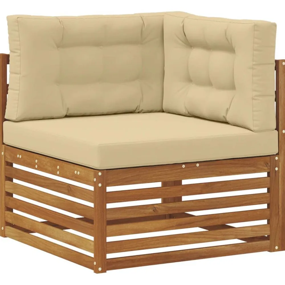 vidaXL Conjunto de sofás de exterior con cojín 7 pcs Natural y beige