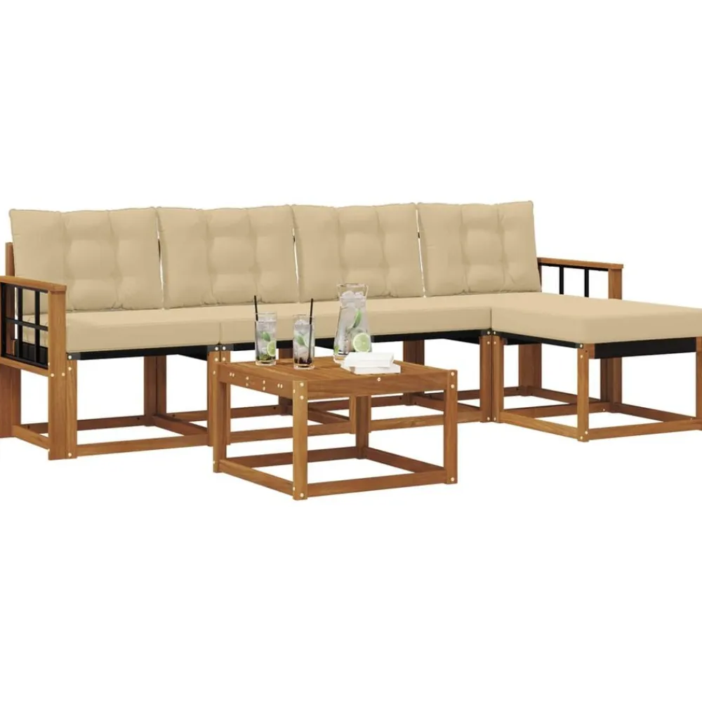 vidaXL Conjuntos De Muebles-Conjunto de sofás de exterior con cojín 6 pcs
