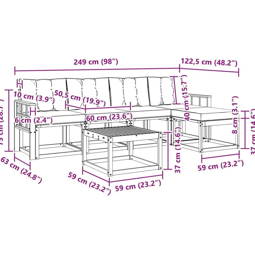vidaXL Conjuntos De Muebles-Conjunto de sofás de exterior con cojín 6 pcs
