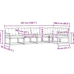 vidaXL Conjunto de sofás de exterior con cojín 5 pcs Natural y beige Outlet