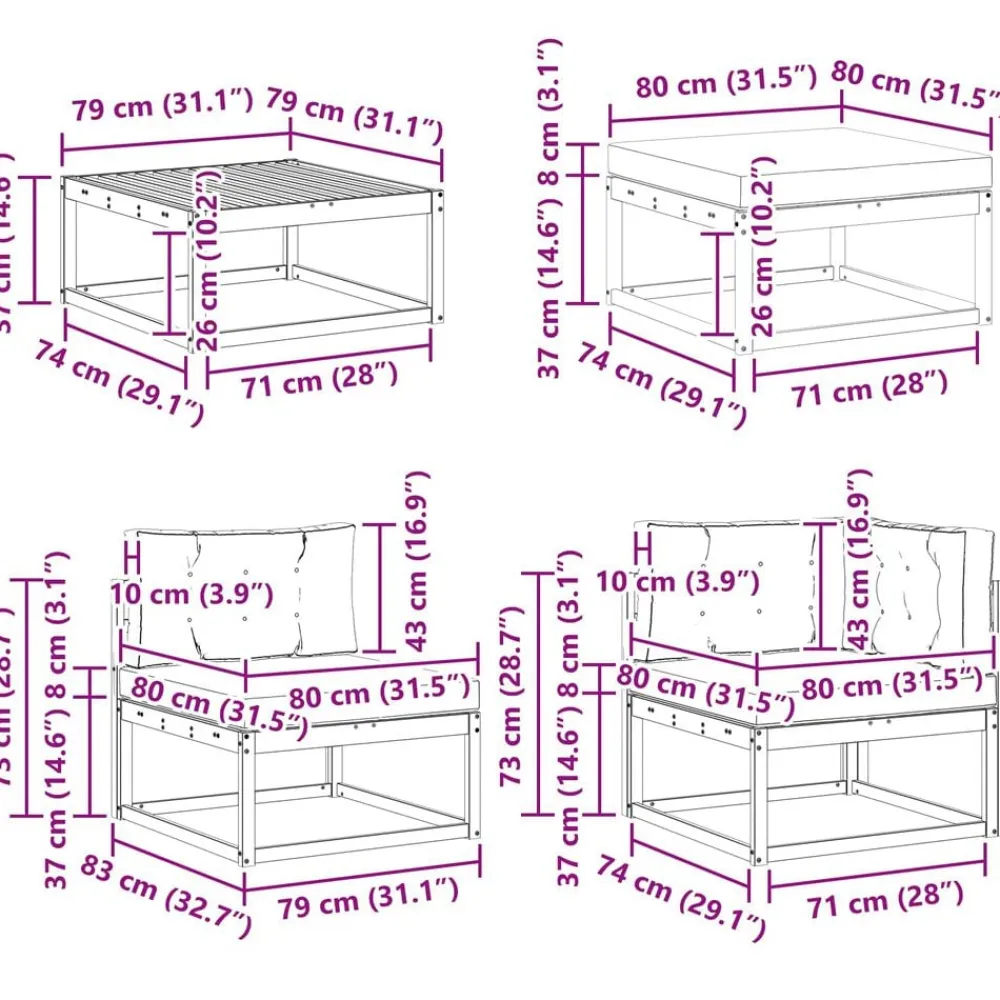 vidaXL Conjuntos De Muebles-Conjunto de sofás de exterior 9 pcs