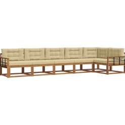 vidaXL Conjunto de sofás de exterior con cojín 6 pcs Natural y beige Hot