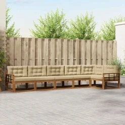 vidaXL Conjunto de sofás de exterior con cojín 6 pcs Natural y beige Hot