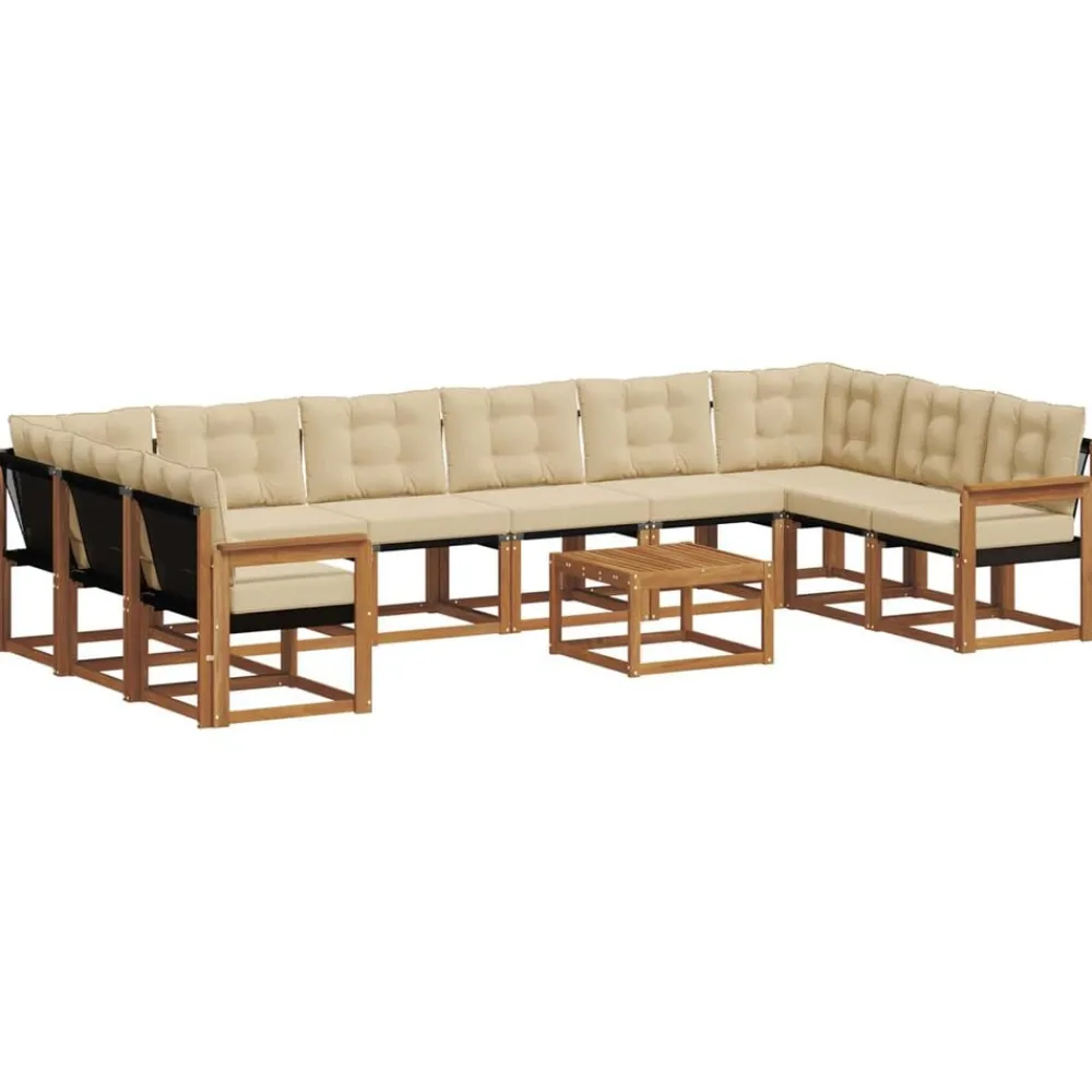 vidaXL Conjuntos De Muebles-Conjunto de sofás de exterior con cojín 11 pcs