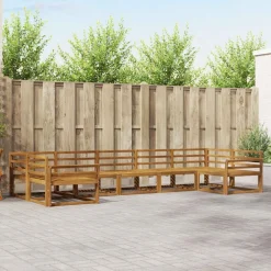 vidaXL Conjunto de sofás de exterior 7 pcs Natural Online