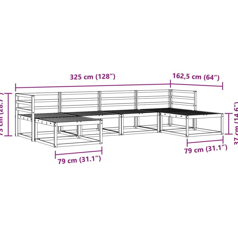 vidaXL Conjuntos De Muebles-Conjunto de sofás de exterior 6 pcs Natural