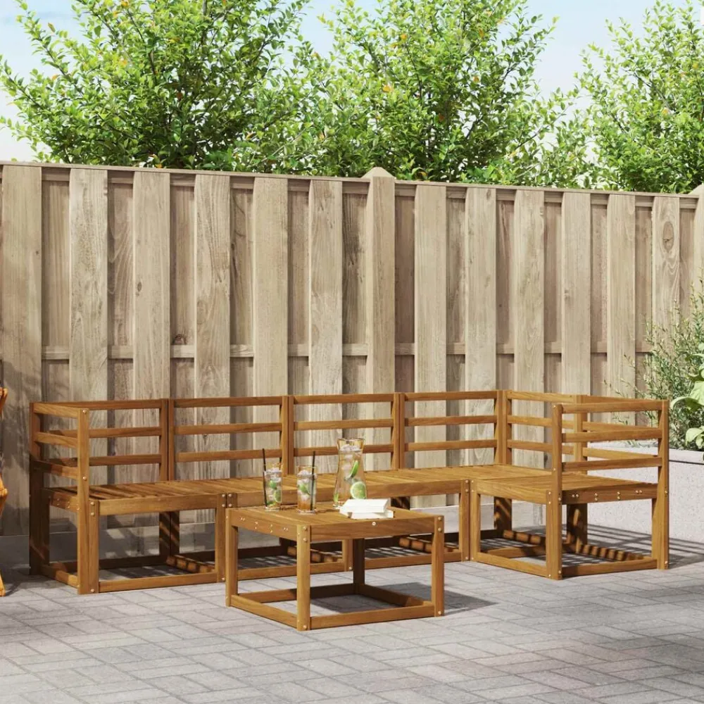 vidaXL Conjuntos De Muebles-Conjunto de sofás de exterior 6 pcs Gris Natural y Claro