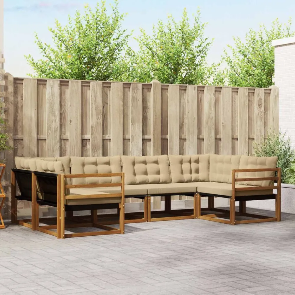 vidaXL Conjuntos De Muebles-Conjunto de sofás de exterior con cojín 6 pcs