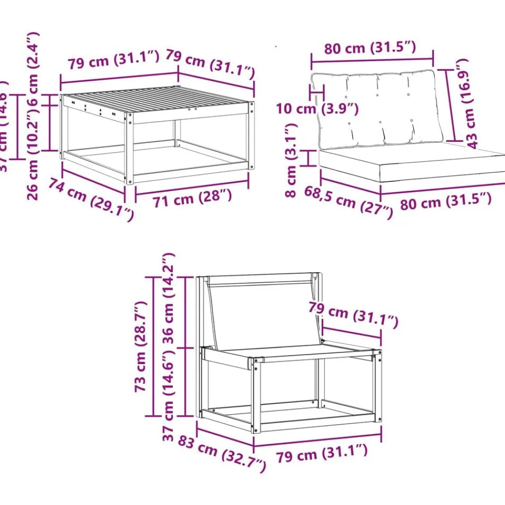 vidaXL Conjunto de sofás de exterior con cojín 7 pcs Natural y negro Online