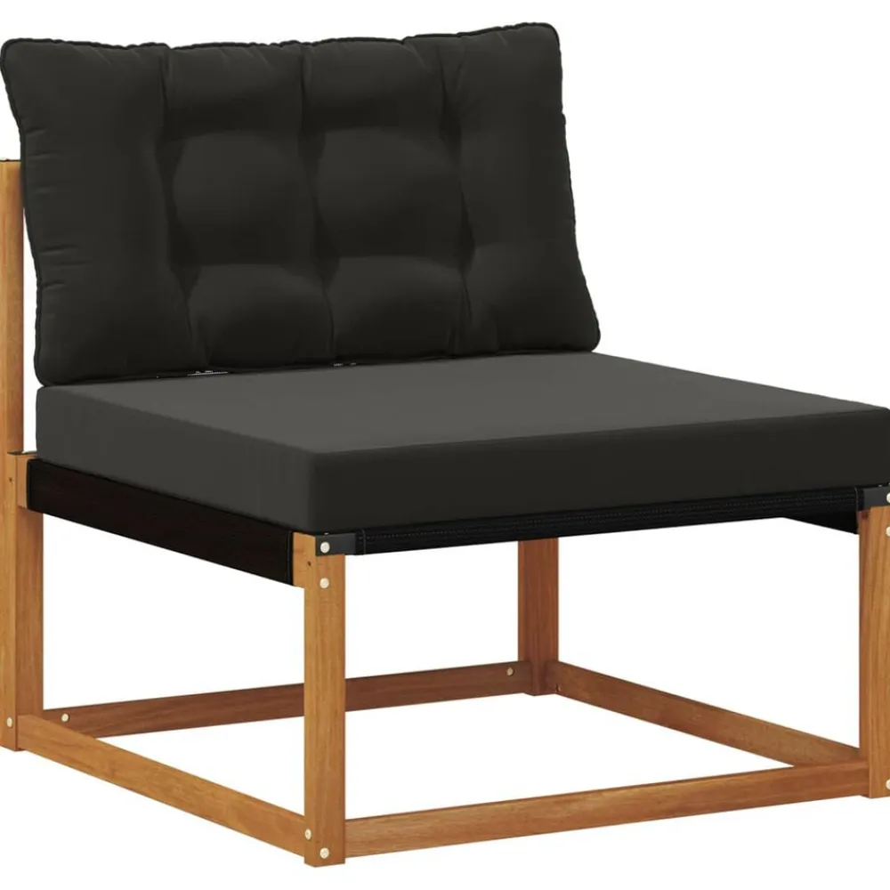 vidaXL Conjunto de sofás de exterior con cojín 7 pcs Natural y negro Online