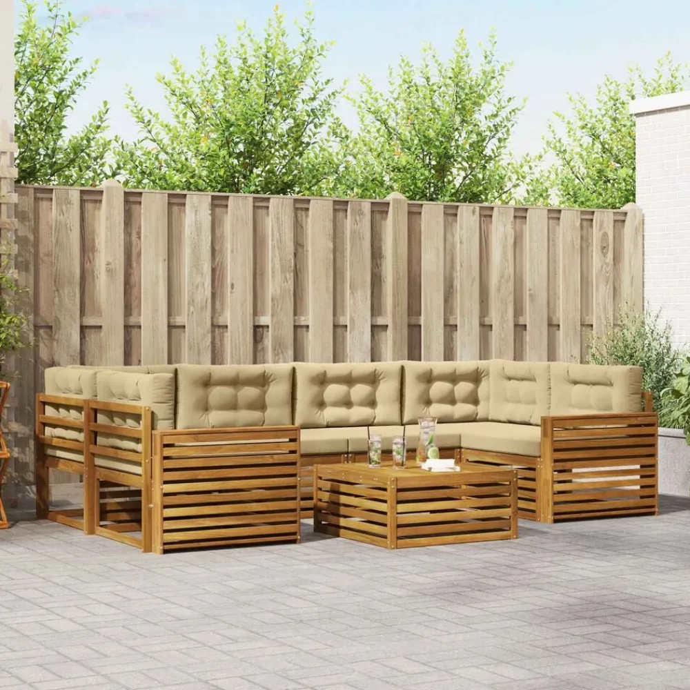 vidaXL Conjuntos De Muebles-Conjunto de sofás de exterior con cojín 7 pcs