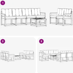 vidaXL Conjunto de sofás de exterior con cojín 7 pcs Natural y crema Discount