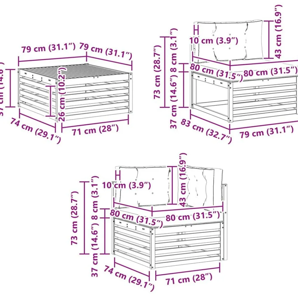 vidaXL Conjuntos De Muebles-Conjunto de sofás de exterior con cojín 8 pcs