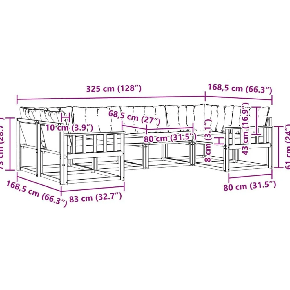 vidaXL Conjuntos De Muebles-Conjunto de sofás de exterior con cojín 6 pcs