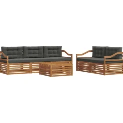 vidaXL Conjunto de sofás de exterior 6 pcs Natural y antracita Best