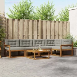 vidaXL Conjunto de sofás de exterior 6 pcs Gris Natural y Claro Gris claro y natural Outlet