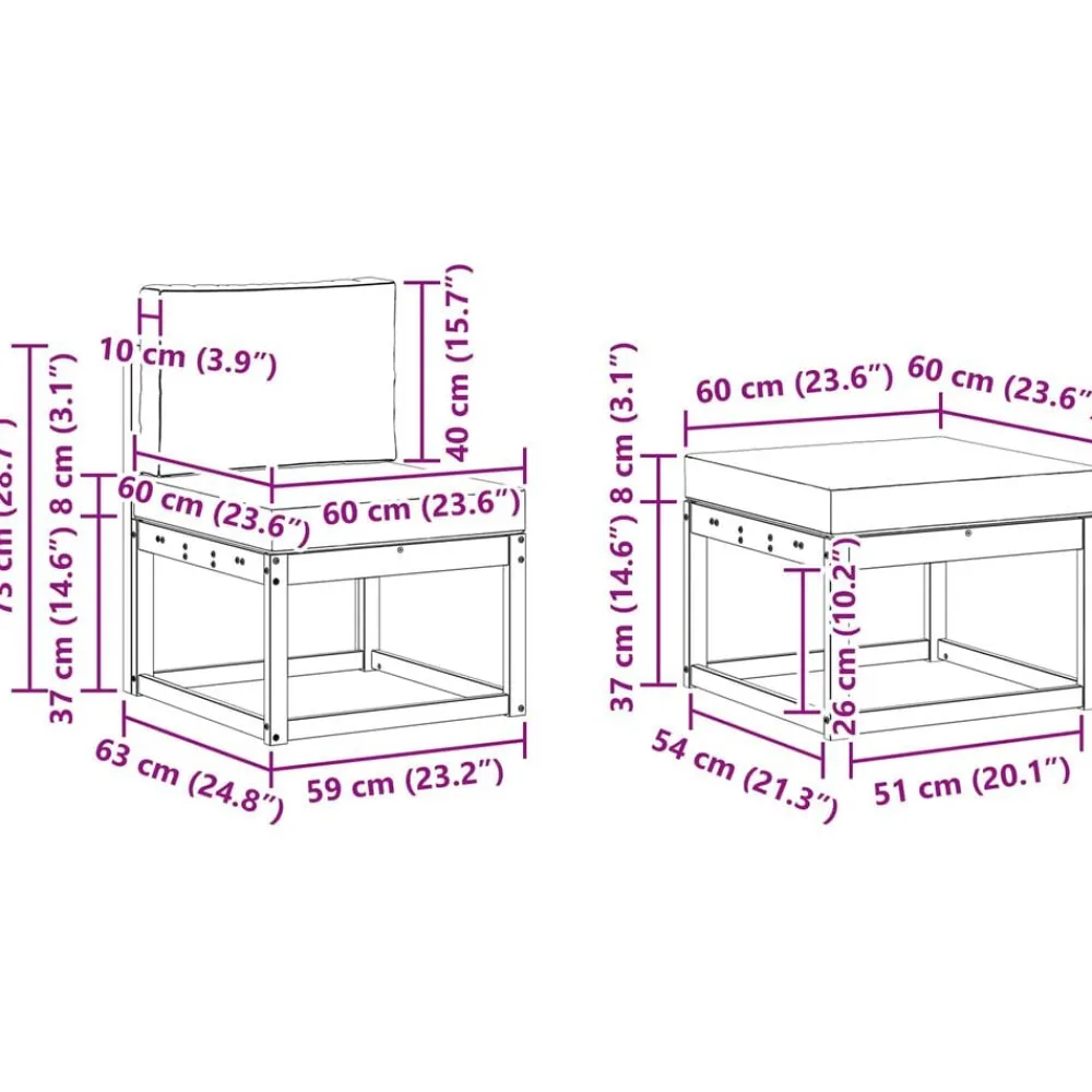 vidaXL Conjuntos De Muebles-Conjunto de sofás de exterior con cojín 5 pcs