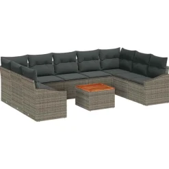 vidaXL Muebles De Jardín-Conjunto de sofás de jardín 10 pcs ratán sintético