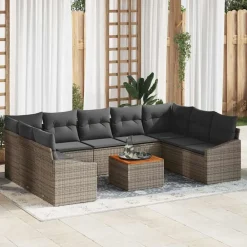 vidaXL Muebles De Jardín-Conjunto de sofás de jardín 10 pcs ratán sintético