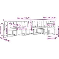 vidaXL Conjunto de sofás de exterior con cojín 6 pcs Natural y negro Discount