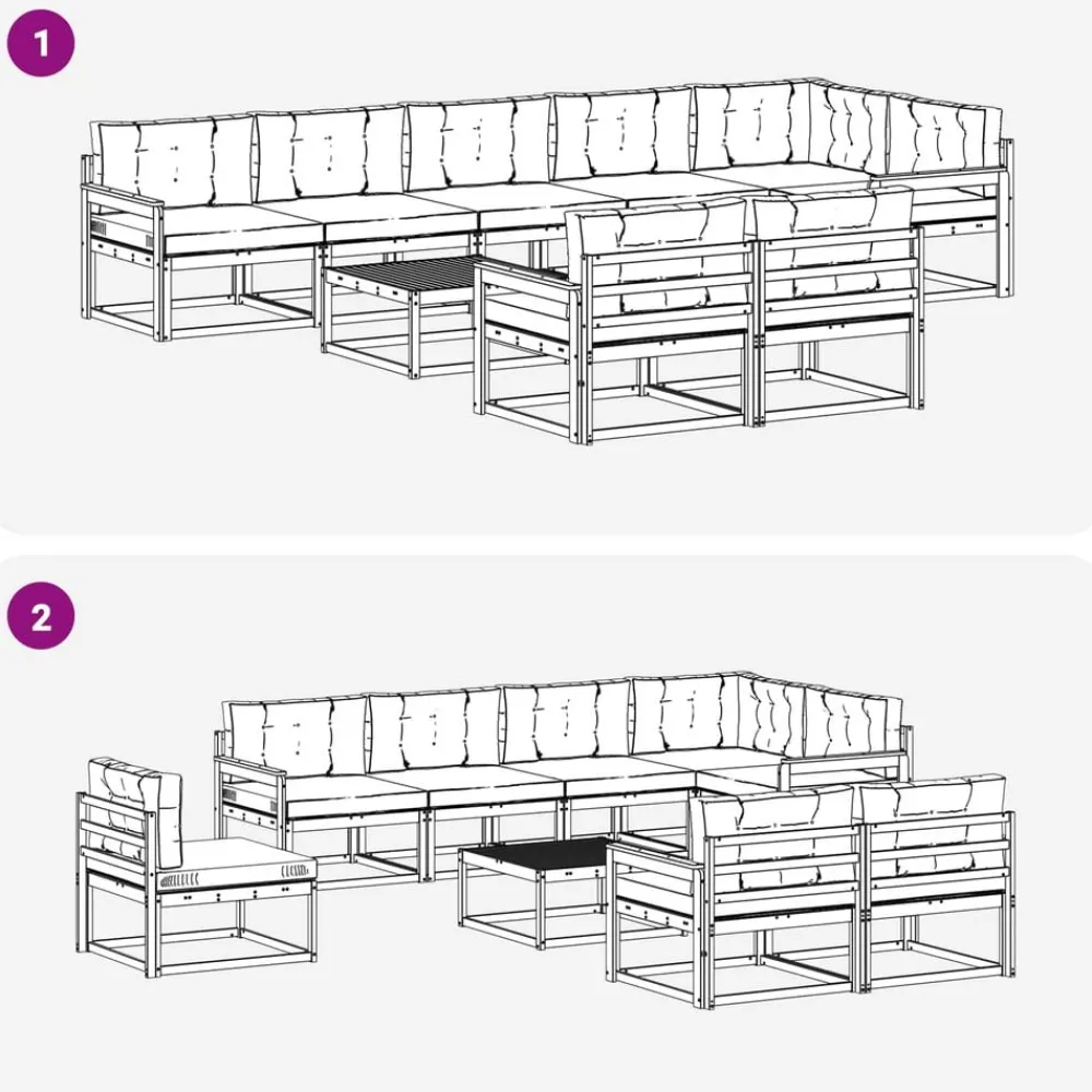 vidaXL Conjuntos De Muebles-Conjunto de sofás de exterior con cojín 9 pcs