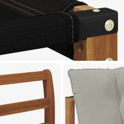 vidaXL Conjunto de sofás de exterior 3 pcs Gris Natural y Claro Gris claro y natural