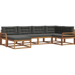 vidaXL Conjunto de sofás de exterior 6 pcs Natural y antracita Clearance