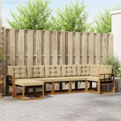 vidaXL Conjuntos De Muebles-Conjunto de sofás de exterior con cojín 7 pcs
