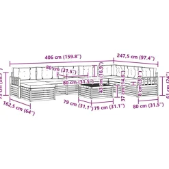 vidaXL Conjunto de sofás de exterior 9 pcs Natural y antracita Outlet