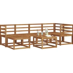 vidaXL Conjunto de sofás de exterior 7 pcs Gris Natural y Claro Gris claro y natural