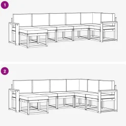 vidaXL Conjunto de sofás de exterior con cojín 7 pcs Natural y beige Online