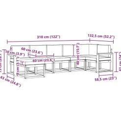 vidaXL Conjunto de sofás de exterior con cojín 7 pcs Natural y beige Online