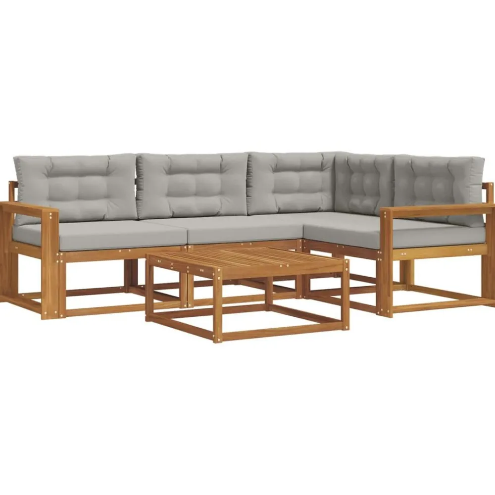 vidaXL Conjunto de sofás de exterior 5 pcs Gris Natural y Claro Gris claro y natural Online