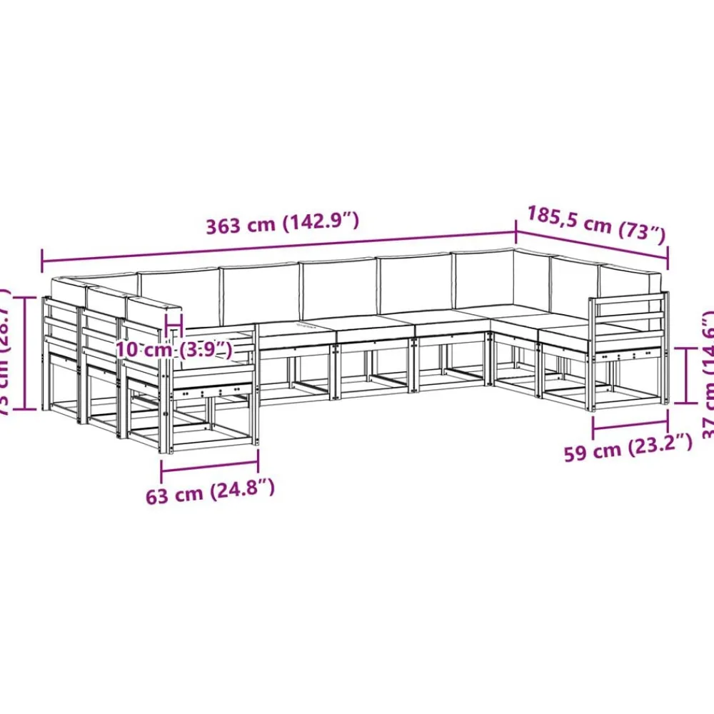 vidaXL Conjuntos De Muebles-Conjunto de sofás de exterior con cojín 10 pcs