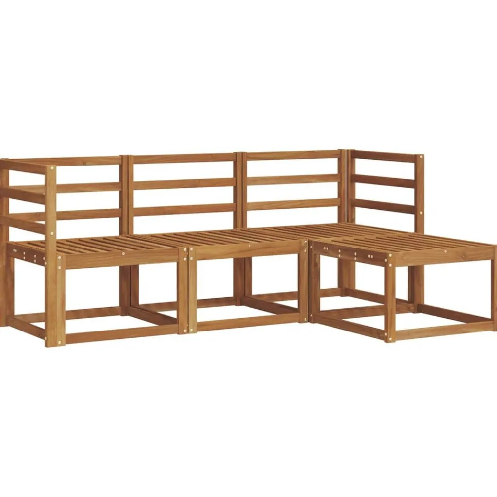 vidaXL Conjunto de sofás de exterior con cojín 4 pcs Natural y Crema