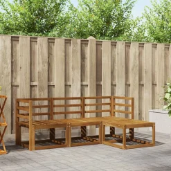 vidaXL Conjunto de sofás de exterior con cojín 4 pcs Natural y Crema