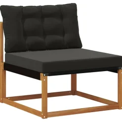 vidaXL Conjunto de sofás de exterior con cojín 5 pcs Natural y negro