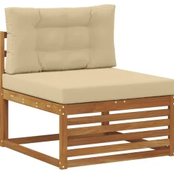 vidaXL Conjunto de sofás de exterior con cojín 7 pcs Natural y beige Discount