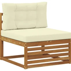 vidaXL Conjunto de sofás de exterior con cojín 9 pcs Natural y crema Discount