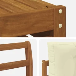 vidaXL Conjunto de sofás de exterior con cojín 9 pcs Natural y crema Discount
