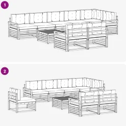 vidaXL Conjunto de sofás de exterior con cojín 9 pcs Natural y crema Discount