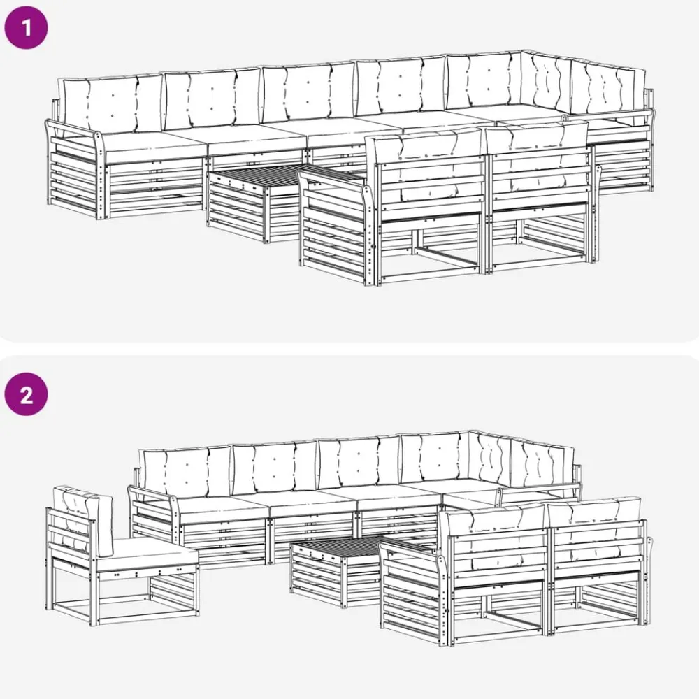 vidaXL Conjunto de sofás de exterior con cojín 9 pcs Natural y crema Discount