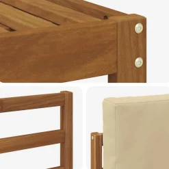 vidaXL Conjunto de sofás de exterior con cojín 7 pcs Natural y beige New