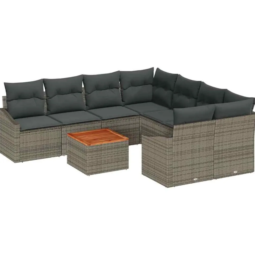 vidaXL Muebles De Jardín-Conjunto de sofás de jardín 9 pcs ratán sintético